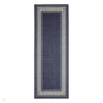 Flatweave Gel Greek Key Navy Runner-Melrose-Rug Love - The Most Loved Rug Store
